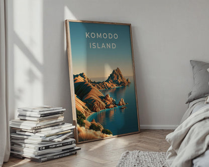 Komodo Island Print, Indonesia Wall Art, Minimalist Coastal Landscape Poster - WanderWall