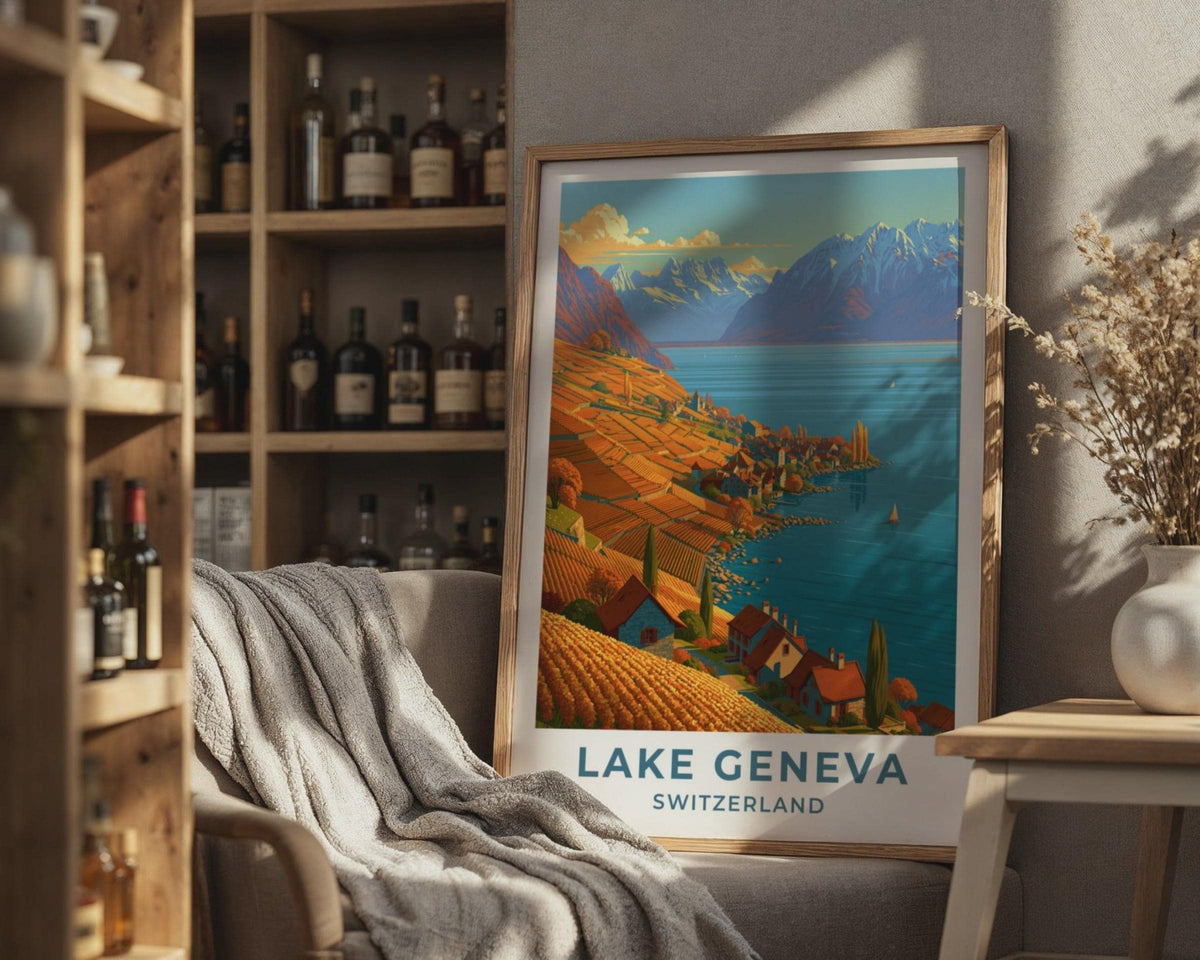 Lake Geneva Switzerland Travel Poster - WanderWall