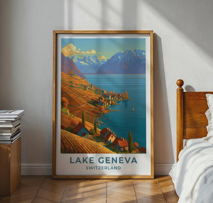 Lake Geneva Switzerland Travel Poster - WanderWall
