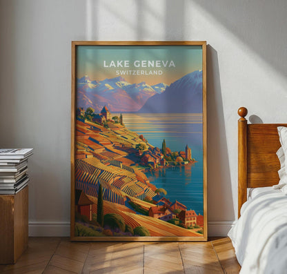 Lake Geneva Switzerland Travel Poster - WanderWall