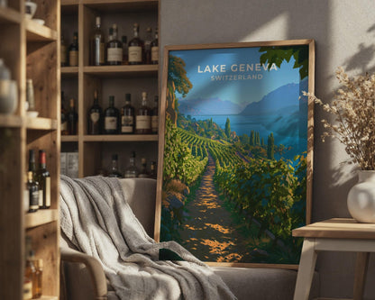Lake Geneva Switzerland Travel Poster - WanderWall