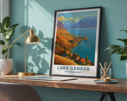 Lake Geneva Switzerland Travel Poster - WanderWall