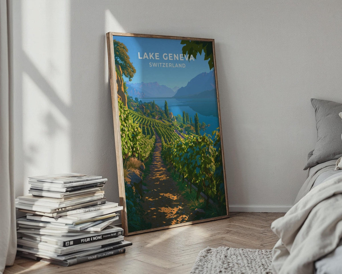 Lake Geneva Switzerland Travel Poster - WanderWall