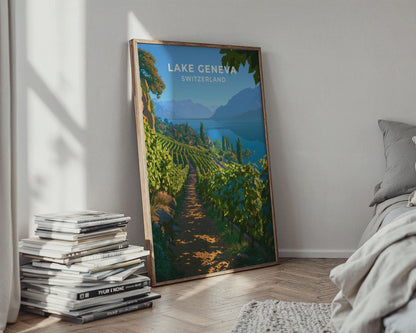 Lake Geneva Switzerland Travel Poster - WanderWall