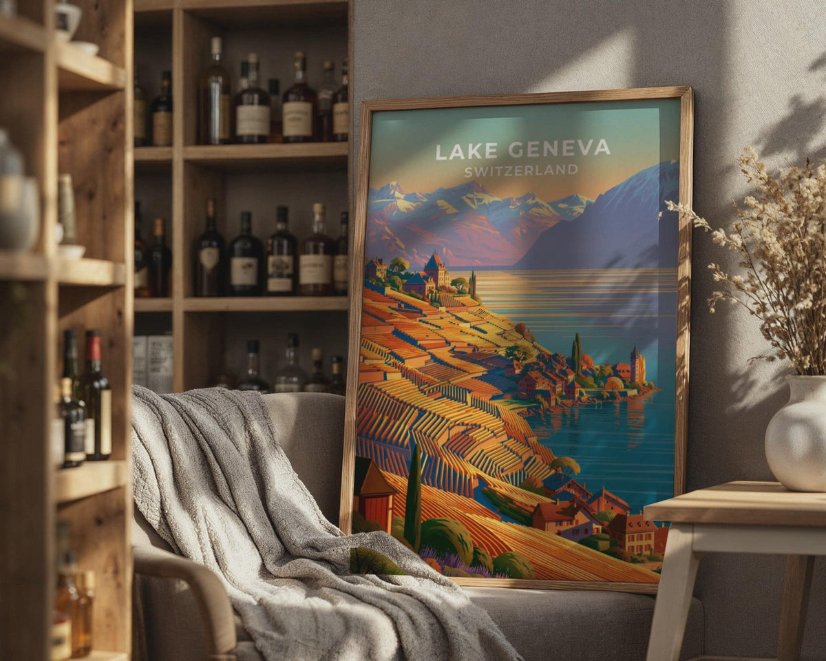 Lake Geneva Switzerland Travel Poster - WanderWall