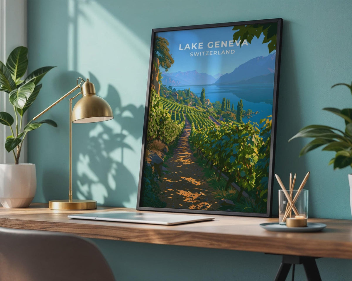 Lake Geneva Switzerland Travel Poster - WanderWall