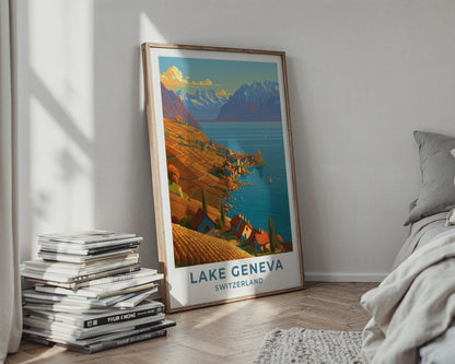 Lake Geneva Switzerland Travel Poster - WanderWall