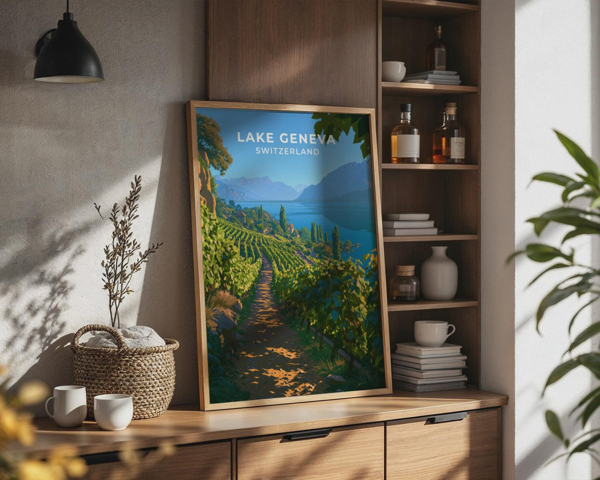 Lake Geneva Switzerland Travel Poster - WanderWall