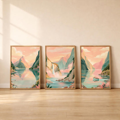 Milford Sound Set of 3 Posters | Milford Sound Gallery Wall Art - WanderWall
