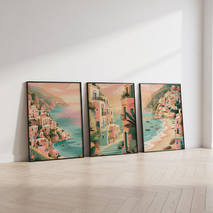 Positano Set of 3 Posters | Positano Gallery Wall Art - WanderWall
