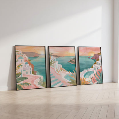 Santorini Set of 3 Posters | Santorini Gallery Wall Art - WanderWall