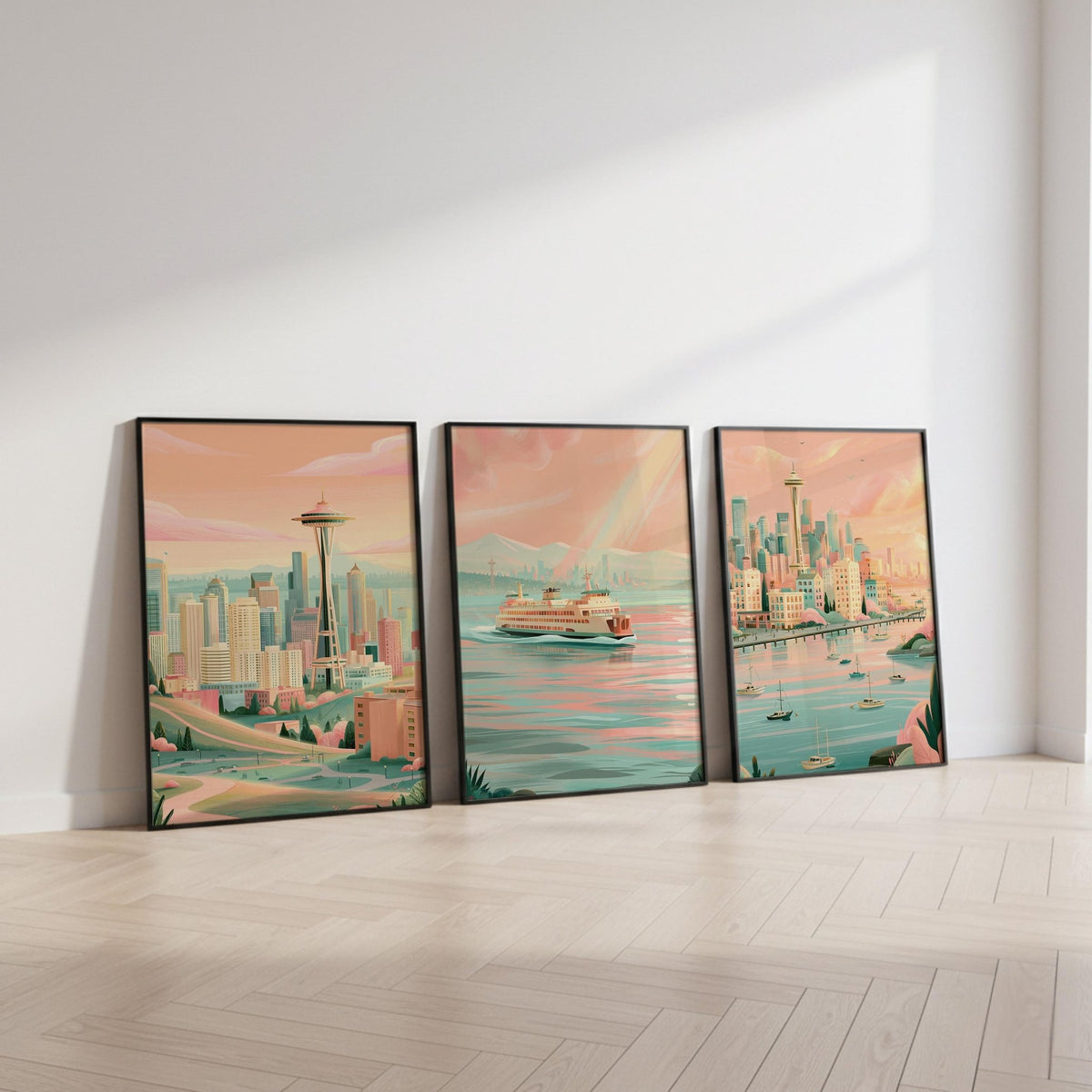 Seattle Set of 3 Posters | Seattle Gallery Wall Art - WanderWall
