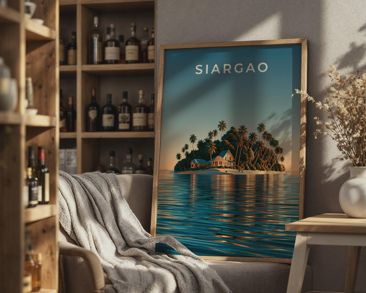 Siargao Island Print, Philippines Wall Art, Tropical Palm Tree Poster, Beach House Decor - WanderWall