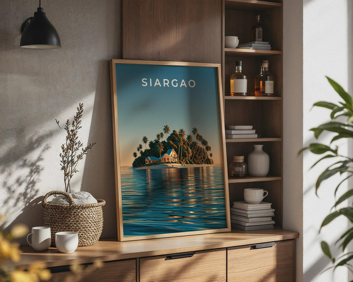 Siargao Island Print, Philippines Wall Art, Tropical Palm Tree Poster, Beach House Decor - WanderWall