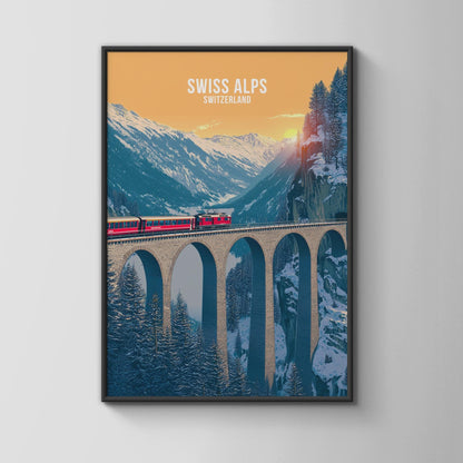 Swiss Alps Travel Poster Wall Art - WanderWall