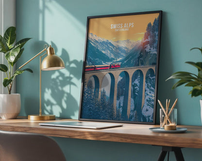 Swiss Alps Travel Poster Wall Art - WanderWall