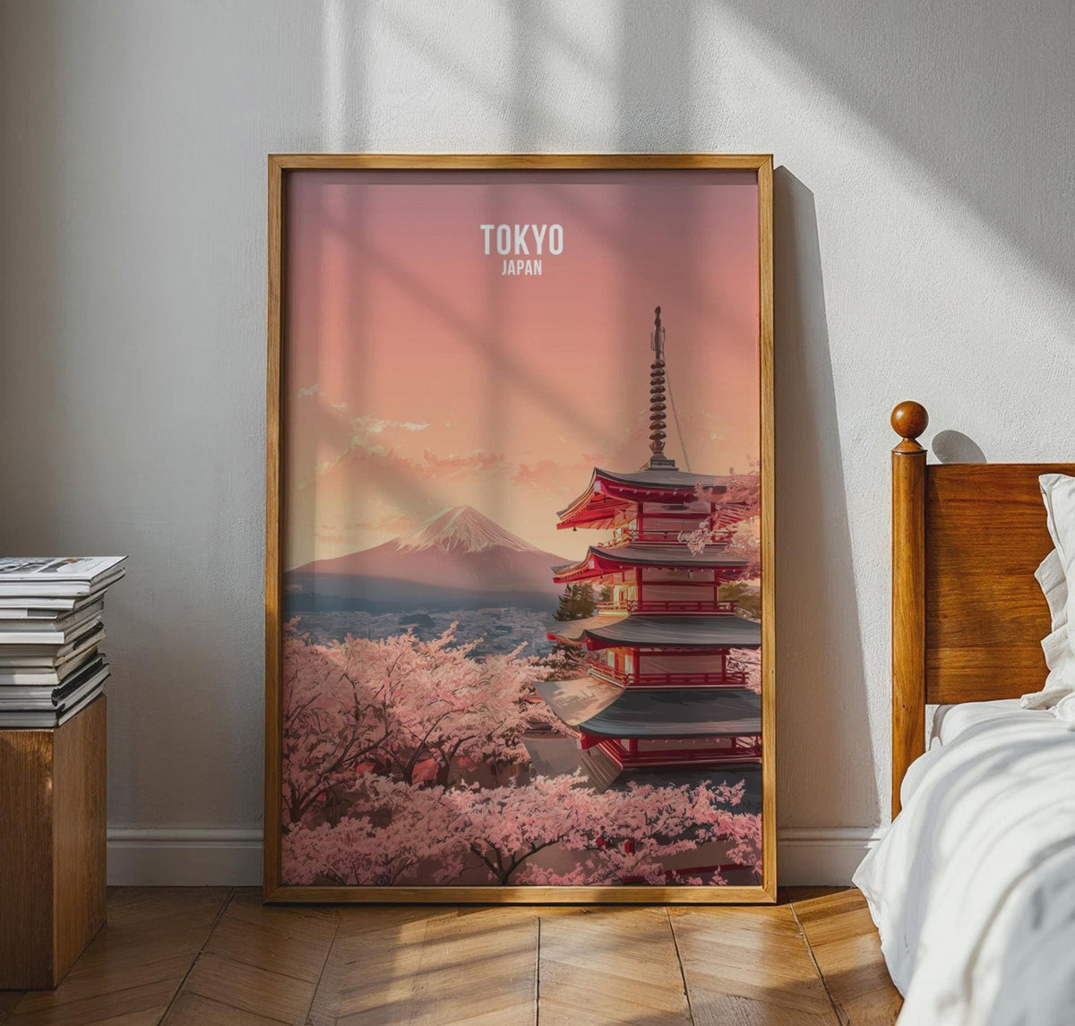 Tokyo Japan Print Sakura and Mount Fuji Wall Art - WanderWall