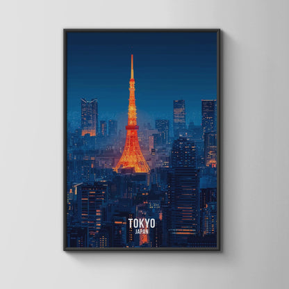 Tokyo Tower Poster Cityscape Print Wall Art Japan - WanderWall