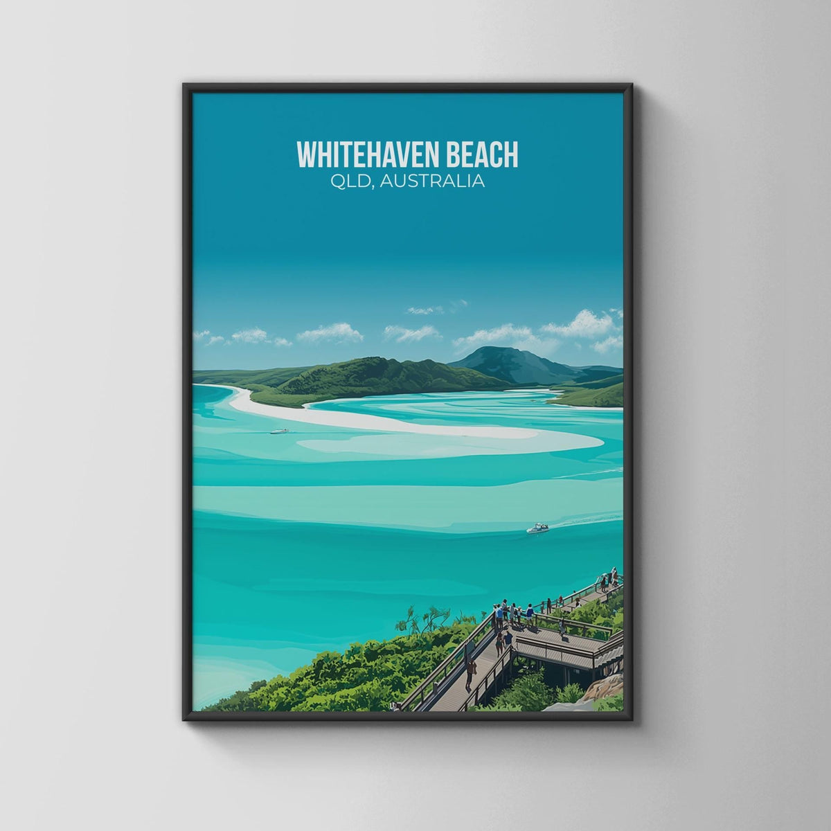 Whitehaven Beach Poster QLD Australia Coastal Wall Art - WanderWall