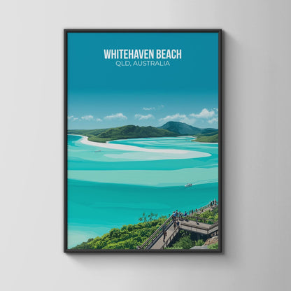 Whitehaven Beach Poster QLD Australia Coastal Wall Art - WanderWall