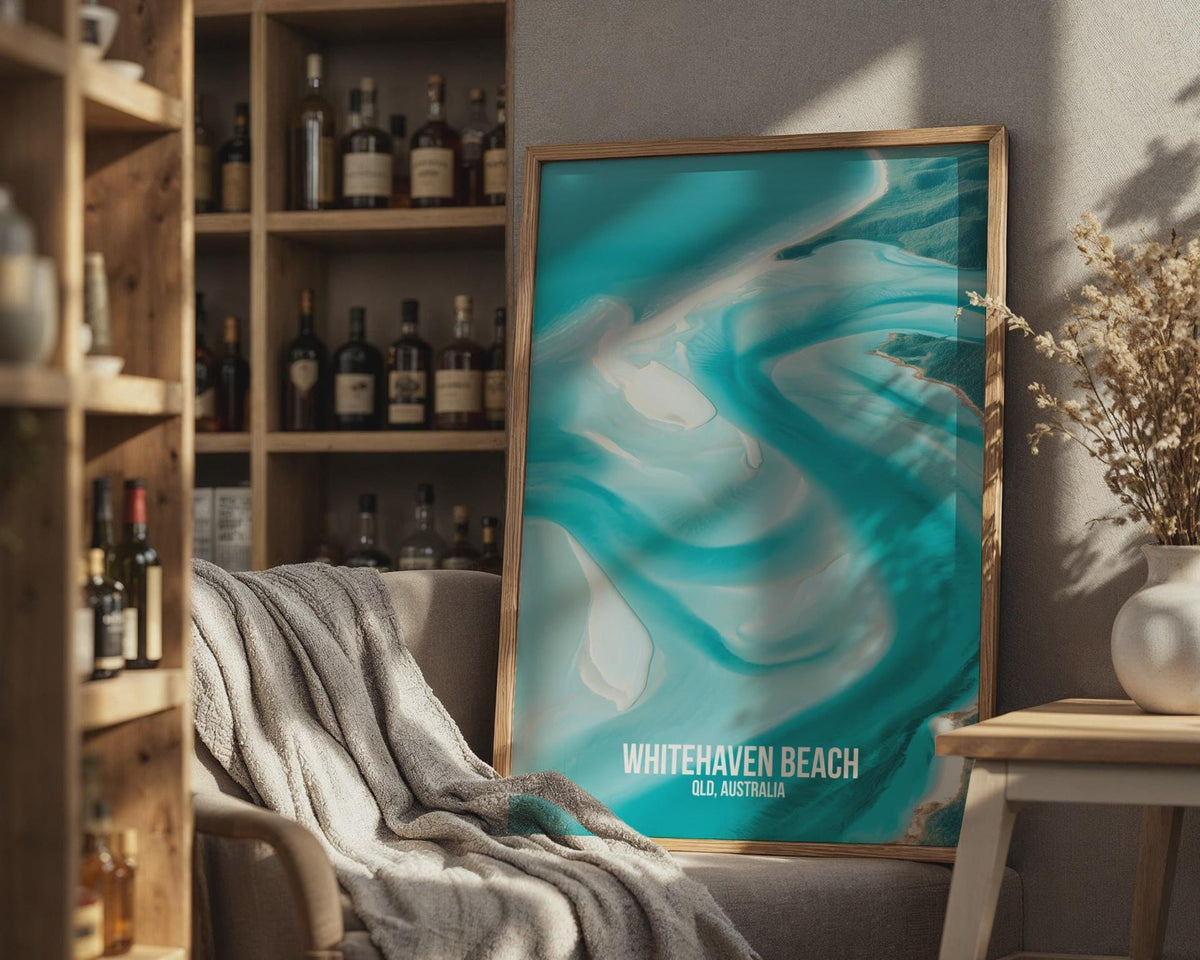 Whitehaven Beach QLD Australia Coastal Poster Print - WanderWall