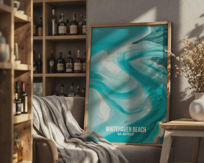 Whitehaven Beach QLD Australia Coastal Poster Print - WanderWall