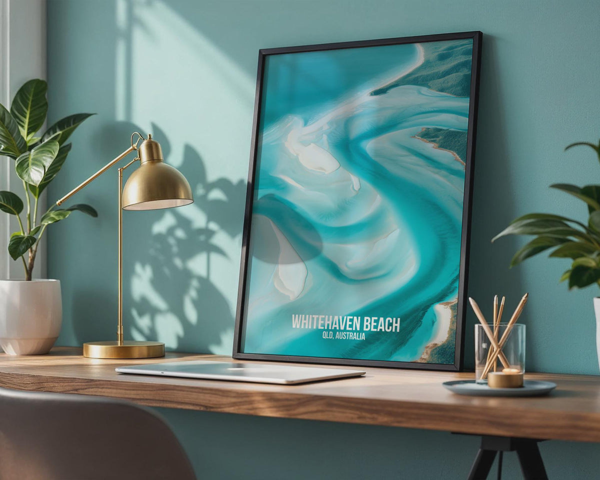 Whitehaven Beach QLD Australia Coastal Poster Print - WanderWall